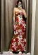 Women's Summer Fashion Sexy Printed Slim Fit Strapless Dress