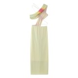 Summer Women's Asymmetrical Printed Long Sleeveless Hollow Dress