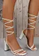 Summer Plus Size Women's Shoes Sexy Square Toe Lace-Up Stiletto High Heels Cross Strap Sandals