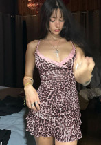 Women Summer Sexy V-Neck Printed Strap Dress