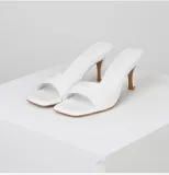 PU Leather High Heel Sandals Summer Square Toe Stiletto Heel Outdoor Wear Plus Size Women's Slippers