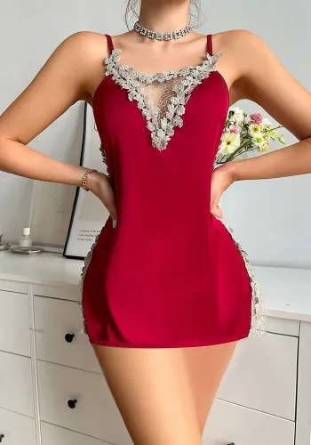 Women Emb Lace Patchwork Dress Sexy lingerie