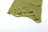 Women's Hip Hollow Tassel Knitting Solid Color Irregular Short Sleeve Dress