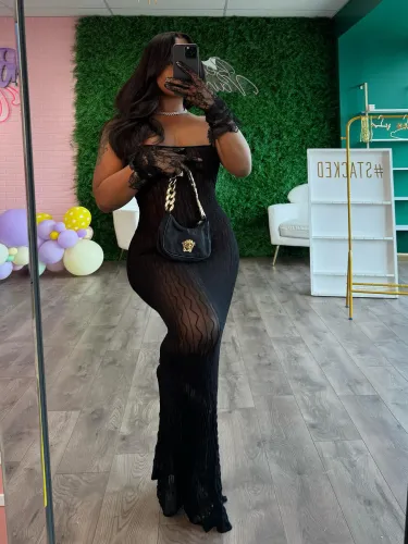 Women SexySee Through Strap Maxi Dress