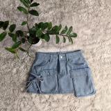 Women Sexy Denim Pocket Asymmetric Skirt