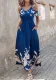 Fashionable Shoulder Cutout Printed Slim Maxi Dress