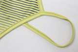 Women striped printed dress suspender style printed v-neck Bodycon