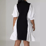 Women's Casual Color Block Fashion Summer Loose Dress