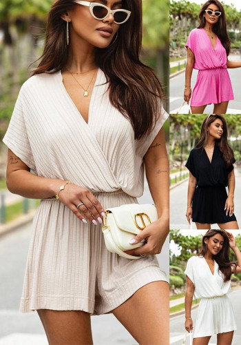 Fashionable Solid Color Casual Loose Jumpsuit