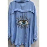 Spring Summer Eye Loose Shirt Women's Fashion Casual Outfit