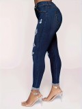 Summer Ripped Denim Pants Plus Size Tight Fitting Jeans