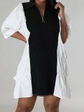 Women's Casual Color Block Fashion Summer Loose Dress
