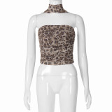Summer Leopard Print Strapless Slim Fit Camisole Top