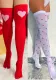 Women's Over-The-Knee Heart Print Fishnet Stockings Red Christmas Socks