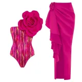 Spring One Piece Female Flower Swimsuit Beach Holidays Skirt Spring Two Piec Swimwear Set