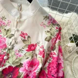 Women Printed French Puff Sleeve Dress