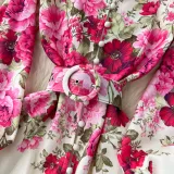 Women Printed French Puff Sleeve Dress