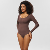 One-Piece Tummy Control Butt Lift Shaping Bodysuit Women Tight Fitting Long Sleeve Basic Body Shapewear