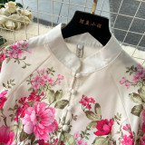 Women Printed French Puff Sleeve Dress