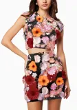 Spring Women's Embroidered Sleeveless Crop Top Bodycon Skirt Two-Piece Set