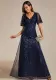 Plus Size V-Neck Ruffle Sleeve Shiny Sequin Evening Dress（Processing time need 3-6 days）