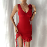 Women's Spring Summer Solid Color Chic Fashion Slim Strap Dress