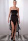 Strapless Irregular Patchwork See-Through Lace Sexy Slit Slim Long Dress
