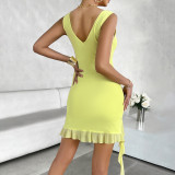 Women's Spring Summer Solid Color Chic Fashion Slim Strap Dress