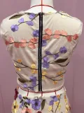 Spring Women's Embroidered Sleeveless Crop Top Bodycon Skirt Two-Piece Set