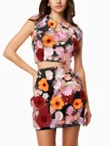 Spring Women's Embroidered Sleeveless Crop Top Bodycon Skirt Two-Piece Set
