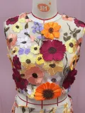 Spring Women's Embroidered Sleeveless Crop Top Bodycon Skirt Two-Piece Set