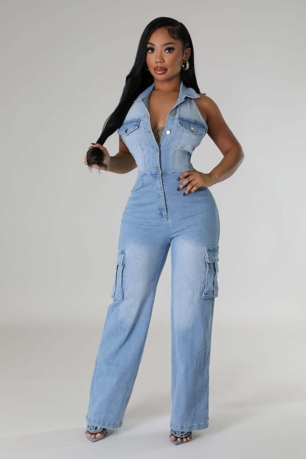 Stretch Denim Jumpsuit