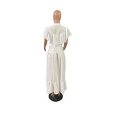 Women Retro Skirt Loose French Shirt Dress
