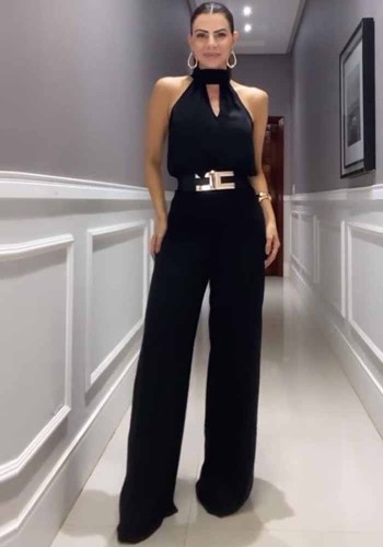 Women Summer Hollow Round Neck Sleeveless Top and Wide Leg Pants Two-piece Set