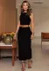 Women Solid Round Neck Sleeveless Bodycon Maxi Dress