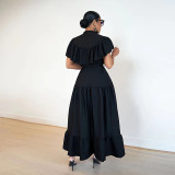 Women Retro Skirt Loose French Shirt Dress