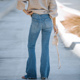 Women Ripped Bell Bottom Pants