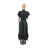 Women Retro Skirt Loose French Shirt Dress
