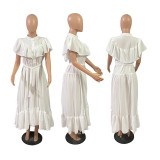 Women Retro Skirt Loose French Shirt Dress