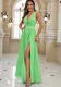Summer Women v-neck Strapless Backless sexy and elegant slit Maxi Dress