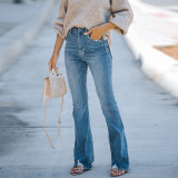Women Ripped Bell Bottom Pants