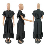 Women Retro Skirt Loose French Shirt Dress