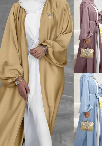 Womens Muslim Elegant Cardigan Dress Belt