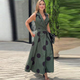 Women Summer V-Neck Sleeveless Belted Elegant Dress