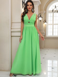 Summer Women v-neck Strapless Backless sexy and elegant slit Maxi Dress
