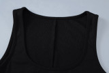 Women Summer Solid Square Neck Sleeveless Maxi Slit Dress
