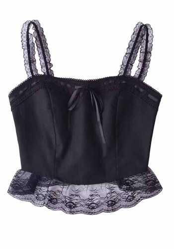 Women Lace Lace-Up Bow Sling Tank Top