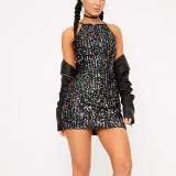 Women Summer Sequin Mini Dress