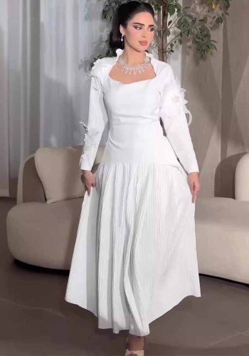 Women Solid Floral Long Sleeve Elegant Maxi Dress