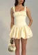 Women Casual Summer Backless Sexy Satin Bubble Skirt
